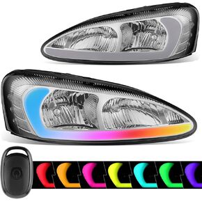 DNA Motoring HL-OH-PGPR04-BK-AM Black Housing Amber Corner Headlights Replacement Compatible with 04-08 Pontiac Grand Prix