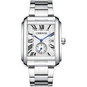 Avaner Men's Square Watches Vintage Leather Analog Quartz Dress Wristwatch with Calendar