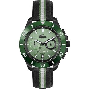 Lacoste Toronga Men's Multifunction Watch, Nylon Wristband, Water Resistant up to 5ATM/50 Meters, Sporty Styled Watch for Him, 44mm