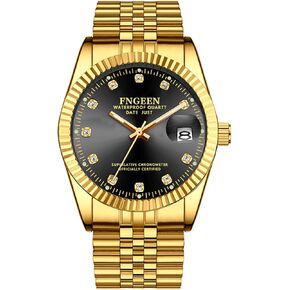 Unisex Business Wrist Watch: Men Women Luminous Quartz Analog Crystals 3 ATM Waterproof Gold Silver Stainless Steel Strap Watches