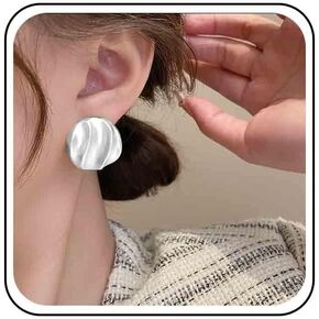 Vintage Gold Coin Disc Earrings Stripe Coin Stud Earrings Textured Small Disc Earrings Gold Minimal Earrings Jewelry for Women
