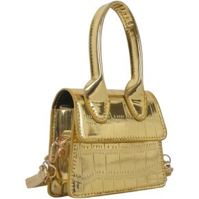 GORGLITTER Women's Crocodile Embossed Mini Square Bag Metallic Top Handle Crossbody Handbag Flap Clutch Bags in Kuwait