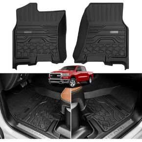 Floor Mats for 2019-2024 Dodge Ram 1500 Crew Cab New Body (Not Fit Classic) 2nd with Rear Under-Seat Storage Box Bucket Seat, All-Weather Floor Liners 1st & 2nd Row Full Set