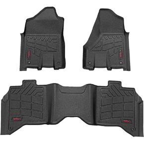 Rough Country Sure-Fit Floor Mats for Ram 2500/3500 (2019-2024) Crew Cab with Bucket Seats - Non-Slip, Waterproof Flexible Mat, Front & Rear Set