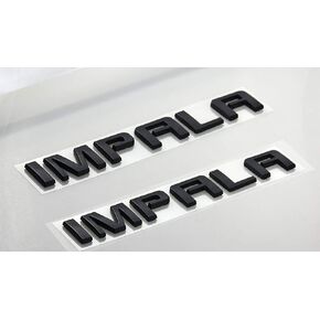 Pair Set Impala trunk Emblems 3D Badges Nameplate Letter Replacement for Impala (Gloss Black)