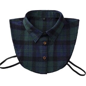 OOCC Cotton Plaid Shirt Collar Fake Collar Detachable Dickey Collar Half Shirt Blouse False Collar