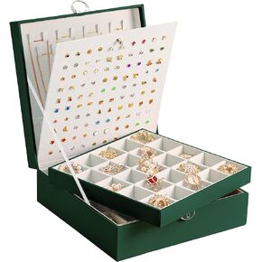 Big Earrings Jewelry Box Earring Organizer Box 50 Slots Jewelry Box for Earrings Necklaces Rings,Womens Stud Earring Holder Organizer Box Jewelry Organizer Earrings Storage Box DeepGreen