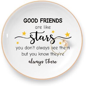 Best Friend Birthday Gifts Friendship Gifts for Women, Valentines Day Gifts for Friends, Bestie, Coworker - Long Distance Gifts Going Away Gifts, Good Friends are Like Stars Gifts Ceramic Jewelry Dish