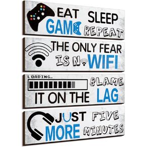 Queekay 4 Pcs Gaming Wall Decor for Room Gaming Decorations Signs Printed Video Game Wall Art Colorful Gaming Posters for Game Themed Room Wall, 8 x 3 Inch(Simple,Classic Color)