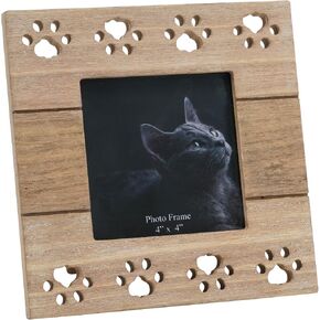 Dog Memorial Picture Frame Paw-Shaped Dog Photo Frame Wooden Pet Picture Frame Keepsake Photo Frame for Tabletop, Desktop, Suitable for 4" x 4" photos