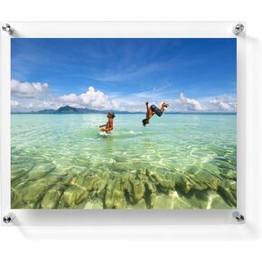 Snow David 11x14 Floating Acrylic Picture Frame with Chrome Standoff Double Panel Wall Mount Photo Frame for Picture Up to inches (11x14)