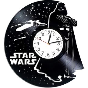 Star Wars Wall Art Xmas Gift Idea for Boy Darth Vader Gift Lp Vinyl Retro Record Wall Clock Exclusive Death Star Art Birthday Gift for Man Star Wars Clock Movie Art