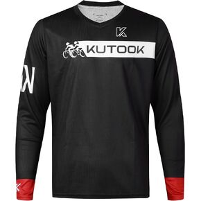 KUTOOK Loose Fit Cycling Jersey Quick Dry MTB Shirts Long Sleeve Top for Men