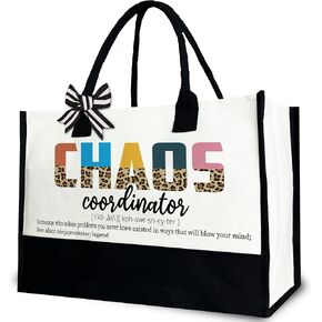 Chaos Coordinator Tote Bag for Women, Thank You Canvas Tote Bag Gift for Teacher, Boss, Birthday, 12x17 inch