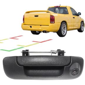 Anina Tailgate Handle Backup Camera for Dodge Ram 1500 2500 3500 (2002-2008) Rear View Reverse Parking Camera with Optional Guideline RCA Connector (Black)