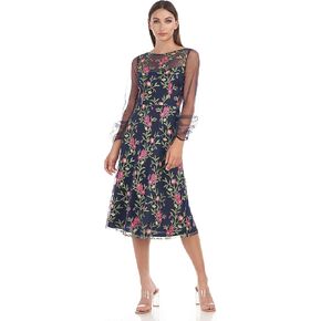 JS Collections Women's Evelyn Illusion Midi Dress