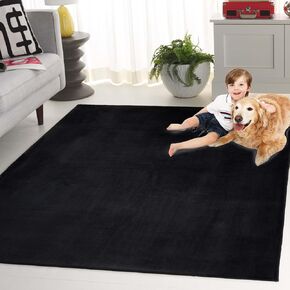 SAFAVIEH Faux Rabbit Fur Collection Accent Rug - 2' x 3', Black, Contemporary Design, Washable & Slip Resistant, Ideal for High Traffic Areas in Hallway, Bathroom & Home Office (FRF100Z-2)