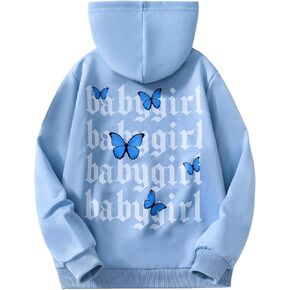 Floerns Girl's Letter Graphic Hoodie Oversized Long Sleeve Hooded Sweatshirts