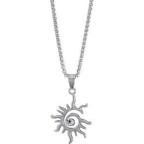 HAQUIL Spiral Sun Vintage Necklace Sun Statement Pendant Necklace for Men Women