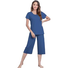 QUALFORT Bamboo Viscose Pajamas for Women Soft Capri Pants Cooling Sleepwear in Kuwait