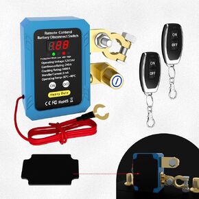 DaierTek 240A Remote Battery Disconnect Switch with Voltage Display 12V/24V Kill Switch with Voltmeter Anti Theft Cut Off Switch for Automotive Car Boat