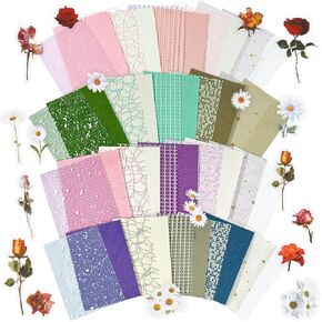 NiArt 6-Pack Scrapbook Decorative Paper with Floral Stickers for Creative Projects, Home Decoration, Card Making, Personalized Journals, Assorted Set for Photo Frames, DIY Crafts & More (Retro Art)