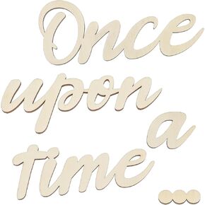 Dimeho Once Upon a Time Sign Nursery Wall Decor, Wooden Once Upon a Time Wall Decor for Reading Corner Room Family Bookshelf Home Décor Birthday Present DIY Decoration