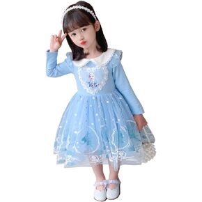 Snow Queen Elsa Princess Girls' Short/Long Sleeve Tutu Dress Costume with No Cape