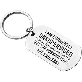 Xiahuyu Funny Keychain Gifts for Women Men I Am Currently Unsupervised Keychain Christmas Birthday Graduation Gifts Novelty Sarcastic Gifts for Friends Family