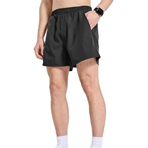 Men's Regular Fit Linerless Gym Shorts 5" with Zipper Pocket