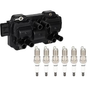 ECCPP 1 ignition coils with 6 iridium Spark Plugs,UF434,for Chevrolet,for Silverado 1500,Equinox,Malibu,Impala,Express 1500 &,for GMC Sierra 1500,Savana 1500 &,for Buick Lucerne &Saturn Vue,UF434