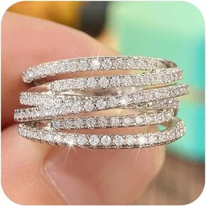 RKKOJJO 925 Sterling Silver Cubic Zirconia Ring Diamond Ring Engagement Ring Wedding Band Rings for Women
