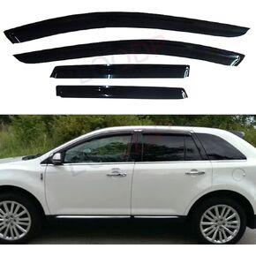 4pcs Front+Rear Smoke Sun/Rain Guard Outside Mount Tape-On Window Visors Compatible with 07-14 Edge 07-15 MKX