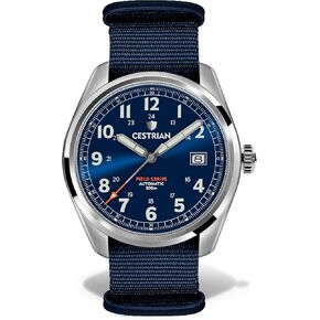 Cestrian Field Series Automatic Mens Blue Sunburst Dial Nylon Strap Military Style Watch 200m CF221N0660