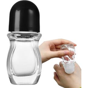 Glass Empty Roller Bottles with Plastic Roller Ball, Deodorant Roll On Bottles Containers Leak Proof Massage Roller Ball Bottles with Cap For Essential Oils Perfume Cosmetics, yalin7200
