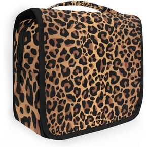 Toiletry Bag Animal Leopard Print Skin Cosmetic Makeup Bag for Women Men Girls Traveling with Hanging Hook Portable Accessories Organizer