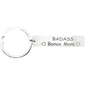 Stepmom Wedding Gift Step Mother Keychain Bonus Mom Keychain Blessed Women's Jewelry Badass Keychain