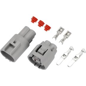2 Pin Radiator Fan Connector Plug - Car Male Female Wire Terminal Connector - for Toyota RAV4 Plastic Gray - 1 Set
