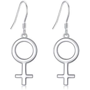 YAFEINI Feminist Earrings 925 Sterling Silver Feminist Dangle Drop Earrings Venus Symbol Jewelry for Women