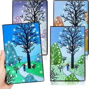 Josongslax Diamond Art Kits for Adults Teens, 4 Pack 5D DIY Four Seasons Diamond Painting Journals Notebooks, Gem Dots Art Crafts with Tools for Adults Clearance, Teenagers' Birthdays, Christmas Gifts