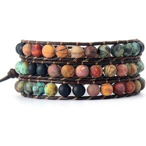 ZOSOJONA Boho Wrap Bead Bracelet for Men Women - Handmade Adjustable Natural Stone Crystal Beaded Bracelets Rope Yoga Healing Bracelet Bangle Hippie Jewelry
