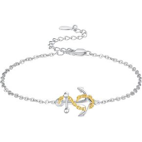 Palpitate Anchor Anklet Bracelets for Women Anchor Anklet Nautical 925 Sterling Silver Anchor Jewelry Gifts for Women Sailor Adjustable Chain