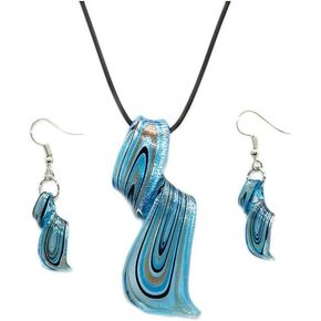 Unique Glass Artist Earrings Glaze Twist Spiral Dangle Earrings Necklace Set Handmade Glass Geometric Earrings for Women Jewelry