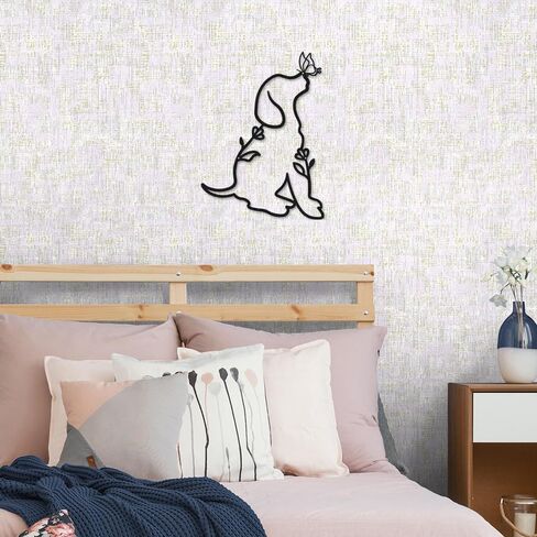 Metal Dog Wall Decor Minimalist Dog Butterfly Metal Wall Art Metal Butterfly Dog Wall Decor For Bedroom Living Room Kitchen Bathroom Wall Decor Home Hanging Wall Decor Silhouette Dog Wall Decor in Saudi Arabia