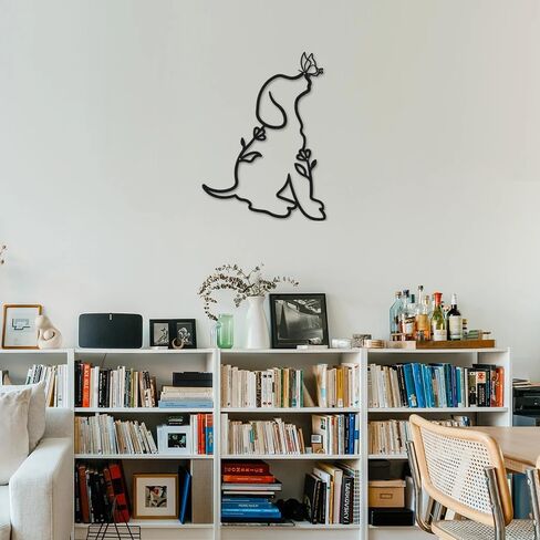 Metal Dog Wall Decor Minimalist Dog Butterfly Metal Wall Art Metal Butterfly Dog Wall Decor For Bedroom Living Room Kitchen Bathroom Wall Decor Home Hanging Wall Decor Silhouette Dog Wall Decor in Saudi Arabia