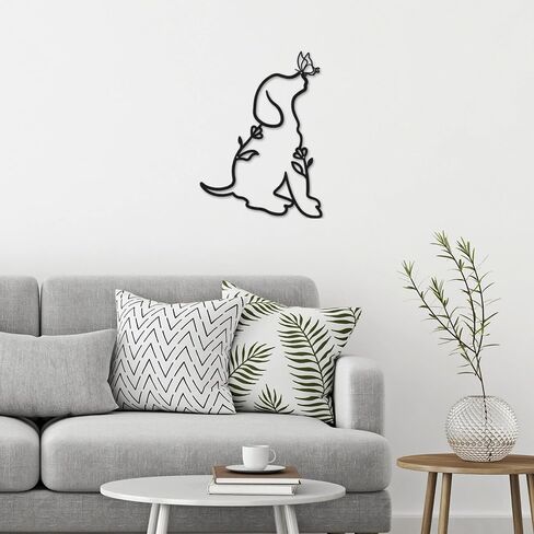 Metal Dog Wall Decor Minimalist Dog Butterfly Metal Wall Art Metal Butterfly Dog Wall Decor For Bedroom Living Room Kitchen Bathroom Wall Decor Home Hanging Wall Decor Silhouette Dog Wall Decor in Saudi Arabia