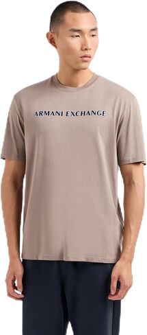 Armani Exchange Men's Textured Logo Regular Fit Cotton Jersey Tee in Kuwait