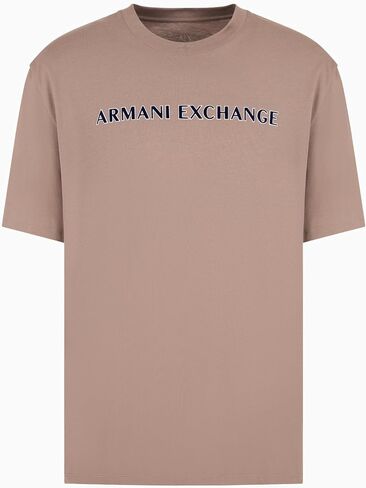 Armani Exchange Men's Textured Logo Regular Fit Cotton Jersey Tee in Kuwait