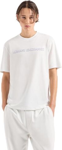 Armani Exchange Men's Textured Logo Regular Fit Cotton Jersey Tee in Kuwait