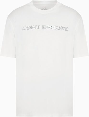 Armani Exchange Men's Textured Logo Regular Fit Cotton Jersey Tee in Kuwait